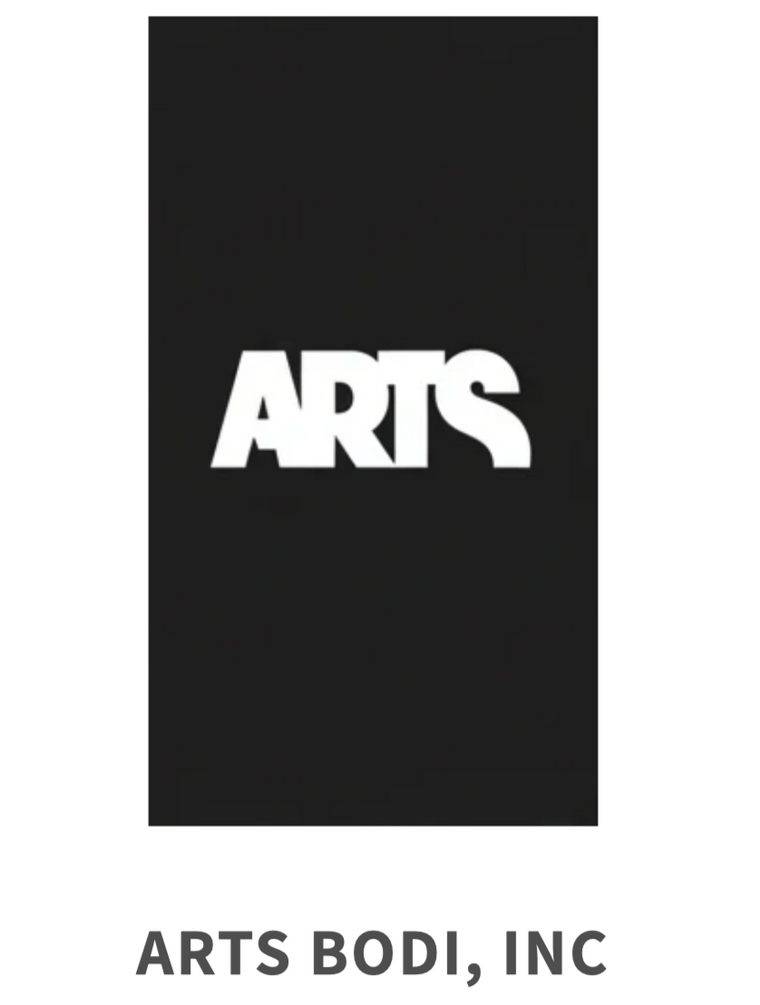 Black rectangle with 'ARTS' logo and 'ARTS BODI, INC' text on a white background